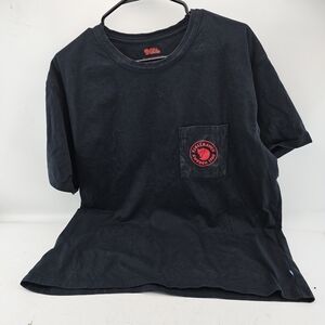 Fjallraven Black T-Shirt with Red Logo Pocket